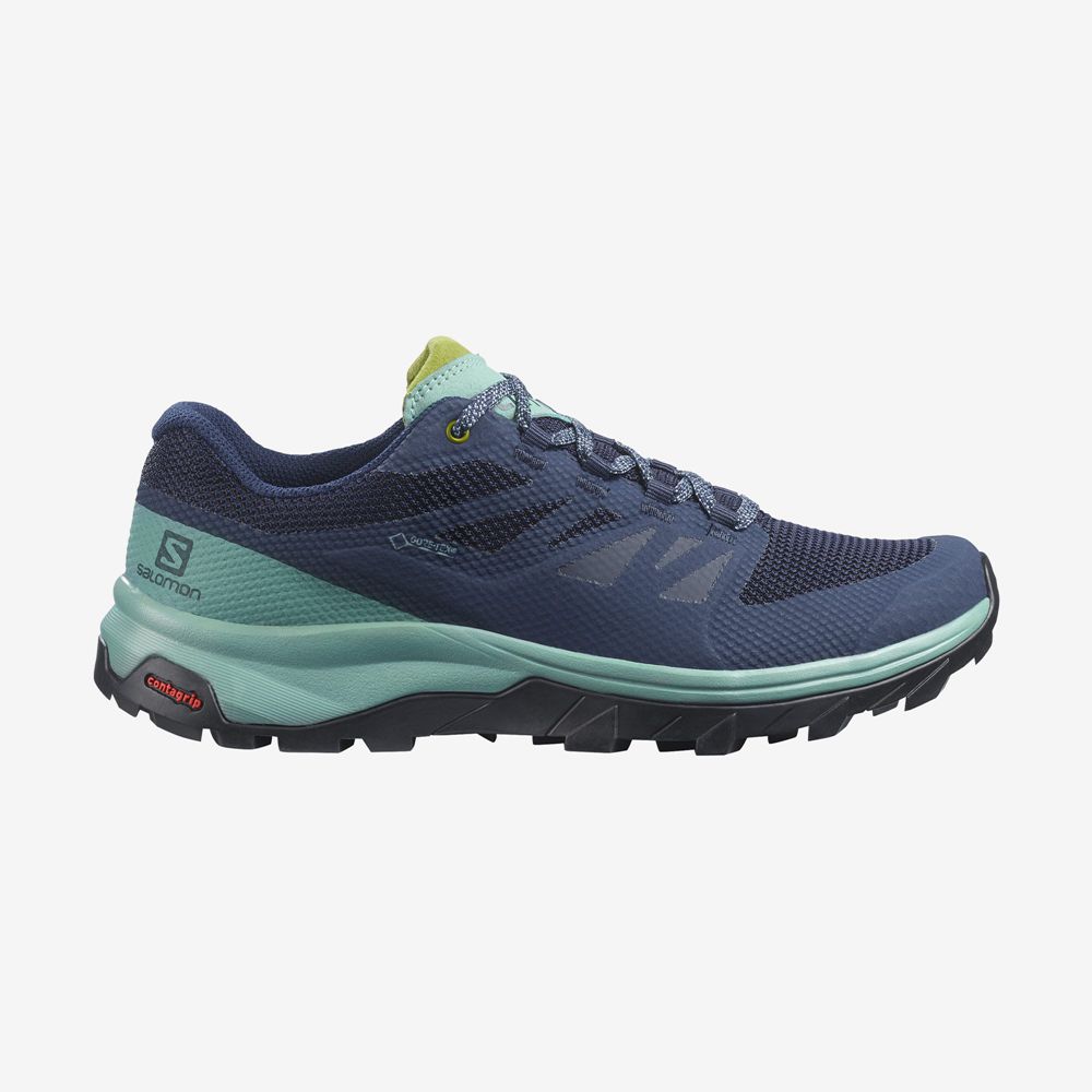 Salomon Singapore Womens Hiking Shoes - OUTLINE WIDE GORE-TEX Navy | 19054-BDYL